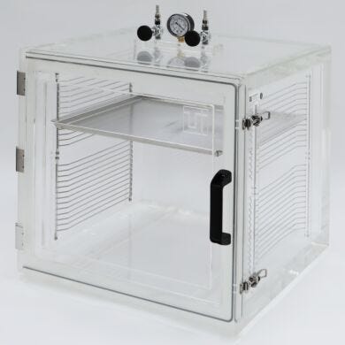 Acrylic Vacuum Chamber, Cube, 18 inch inside dimensions, Top Load Model,  Clamping Lid