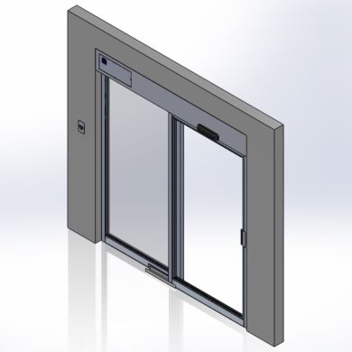 Cleanroom compliant automatic sliding door, stainless steel frame, left-hand sliding  |  
