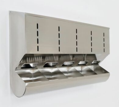 Stainless Steel 5 Chamber Glove Dispenser with Catch Tray  |  4951-29-2-316 displayed