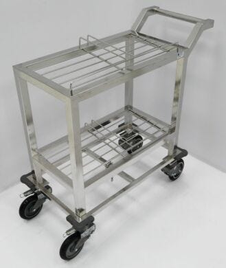 Terra Electropolished Stainless Steel Single sided Wafer Box Cart with Rod Shelves  |  9600-14 displayed