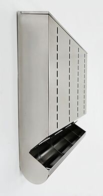 Wall Mounted 4 Compartment Stainless Steel Dispenser with Catch Tray  |  4952-37-2-