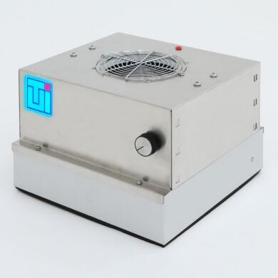 Mini 12”x12”x8”H FFU, with HEPA filter, LED status indicator, variable speed control, 304 stainless steel top housing  |  6601-11-HSS-LP displayed