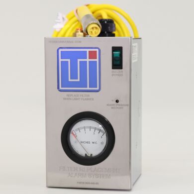 Filter replacement alarm system with integrated minihelic pressure gauge, light and buzzer  |  