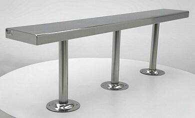Stainless steel solid-top gowning bench includes posts for floor mounting  |  1530-17-2 displayed