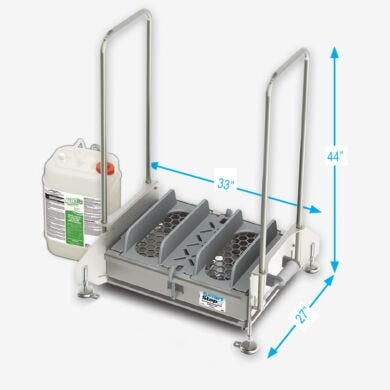 HACCP SmartStep2™ walk-through sanitizing unit by Best Sanitizer uses compressed air to spray surface sanitize  |  5608-14 di