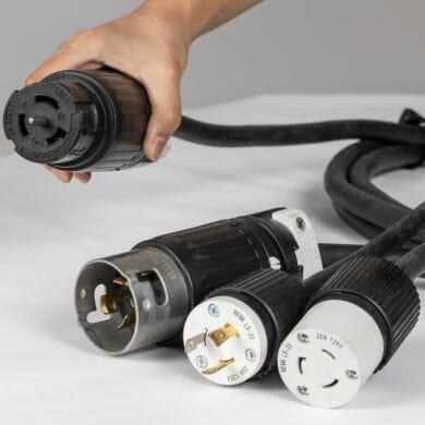 Industrial twist-lock plugs and receptacles provide instant, safe, and secure power connection to all PDMs  |  6600-29-M displayed