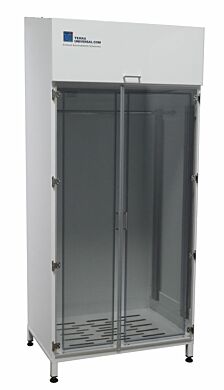 Cleanroom Storage Cabinet for Hanging Garments shown with models  |  4101-17C-220 displayed