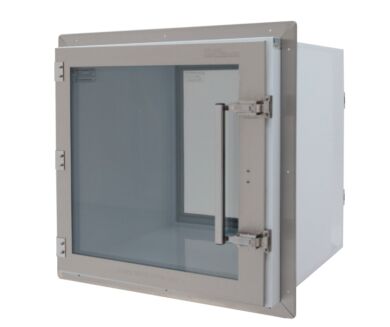 Polypropylene pass-through chamber with non-dissipative PVC viewing windows.  |  1992-27D displayed