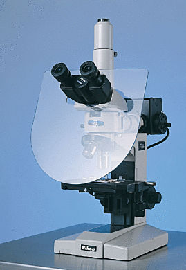 Plexiglass microscope breath shield, 11