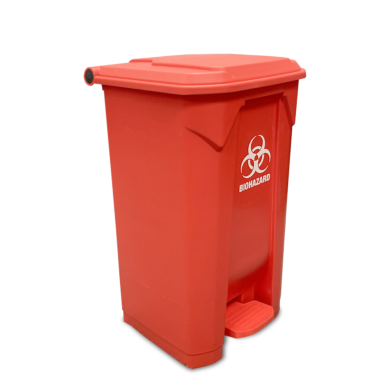 MTC Bio Extra-Large 23-Gallon Biohazard Bin for disposal of infectious or contaminated waste features a foot-pedal operated lid, bag notch hooks; A8002B  |  