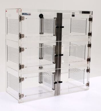 ValuLine acrylic desiccator cabinet, 6 chambers with adjustable shelving  |  3949-35C displayed