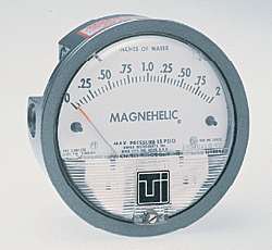 The MAGNEHILIC® gauge measures and displays pressures; range of model shown: 0 - 1