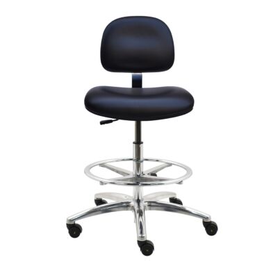 Vinyl conductive chair with rubber edge banding on seat