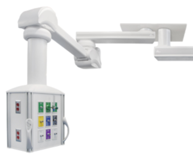 Customizable Amico Anesthesia OR Booms/Pendants with a 340° rotation include a console, dual mount ceiling plate, arms and electrical and choice of gas supply  |  3803-PP-01 displayed