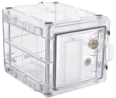 A Clear Copolyester Bel-Art Secador 2.0 Desiccator blocks 99% of UV light from penetrating the interior of the desiccator.  |  3618-55 displayed