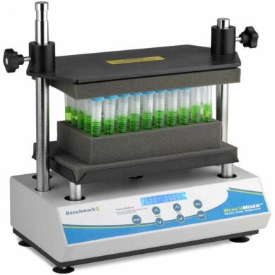 Heavy-duty BenchMixer XL provides hands-free mixing in tubes, flasks, vials or cylinders for up to 100 hours; ideal for use in medium to high-throughput labs  |  