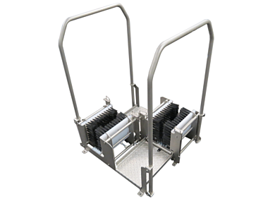BSX200 Manual Dual Boot Scrubbers by Best Sanitizers available in wet or dry models accommodate 5-10 users per minute in fast walk through environments  |  5608-PP-04 displayed