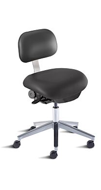 Biofit ISO4 black desk chair includes high profile cast aluminum base, dual-wheel casters and four-way contouring seat with internal seat board bumperguard