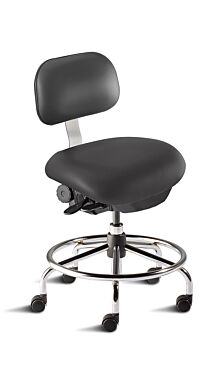 Biotfit ISO4 black desk chair includes high profile tubular steel base, dual-wheel casters, footring and four-way contouring seat