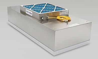 Room-side replaceable Fan Filter Unit allows filter servicing without cleanroom shut-down (shown: 2' x 4' models with all-304 stainless steel housing, filter fr  |  6601-24A-URSS displayed
