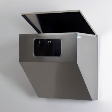 Cleanroom apparel dispensing bin, single chamber, stainless steel, ideal for loose gloves  |  4952-91 displayed