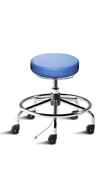 Biofit blue ISO6 desk seat includes tubular steel base, footring and dual-wheel casters for ESD applications