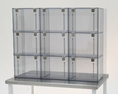 Cleanroom storage and stocking cabinets are ideal for storing personal items left in the gowning room  |  4105-02 displayed