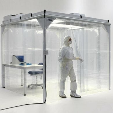 Curtain panels mounted in a ValuLine Softwall Cleanroom.  |  1320-34 displayed