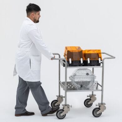 BioSafe ultra-clean stainless steel cart designed for wafer boat transportation  |  9600-14A displayed