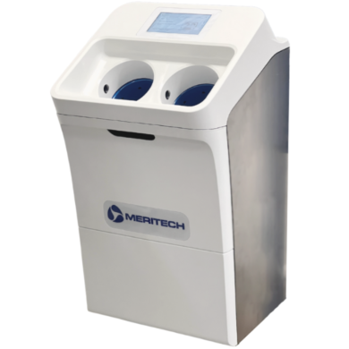 CleanTech EVO Wall Automated Handwashing Station by Meritech removes more than 99% of dangerous pathogens in 12 seconds; #CT-EVO-W includes hygiene solution  |  