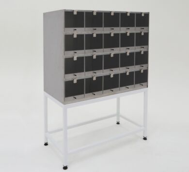 20-compartment steel cabinet with SDPVC hinged lids and optional stand  |  4105-21 displaye