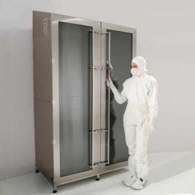 Series 300 large double-door stainless steel desiccator cabinet with SDPVC viewing windows