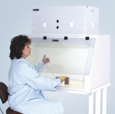 Shown: Ductless Exhaust Fume Hood with included dual-blower filter module (stand and work surface sold separately)