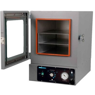 Shellab Analog Model Ovens come with an analog temperature controller and dial vacuum gauge  |  3900-11 displayed