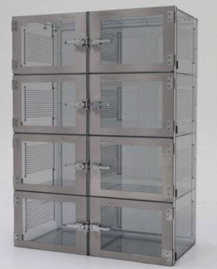 Adjust-A-Shelf ESD-safe desiccator cabinet, static-dissipative PVC, 8 chambers with adjustable shelving  |  