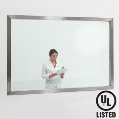 ISO 5, 316L stainless steel-framed window fits flush on cleanroom wall