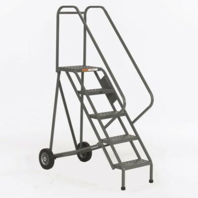 OSHA Steel Folding Ladders with handrails, EZY-Tread or Grip-Strut by EGA Products in 5- to 12-step models, 10