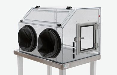 ValuLine™ Portable Polycarbonate Glovebox shown with optional airlock  |  3308-56 displayed