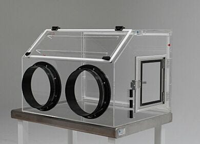 Acrylic ValuLine™ portable glove box provides a low-humidity, low-particle environment  |  3308-50 displayed