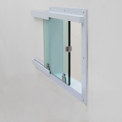 The polypropylene pass-through frame and shelf are resistant to most chemicals