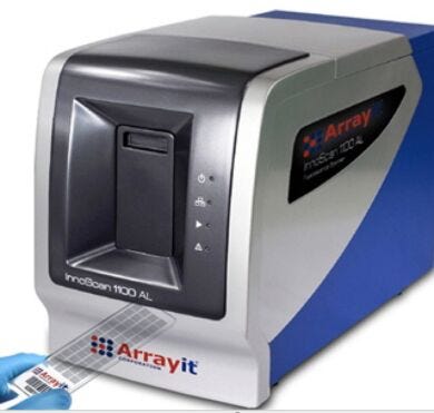 InnoScan 1100AL Microarray Scanner, 3-color fluorescence with a 24-slide autoloader and 488, 532 and 635 nm wavelengths  |  3031-37-AL displayed