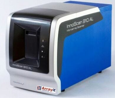 Arrayit InnoScan 910AL Microarray Scanner, 2-color fluorescence with a 24-slide autoloader and 532 and 635 nm wavelengths  |  3031-36-AL displayed