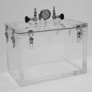 Acrylic vacuum chambers provide a safe, convenient way to transport moisture-and particle sensitive materials | 5235-00B displayed