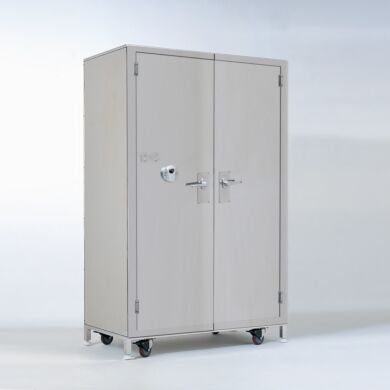 This all-stainless Steel Security Cabinet features a lock with fingerprint scanner for secure storage of pharmaceuticals  |  