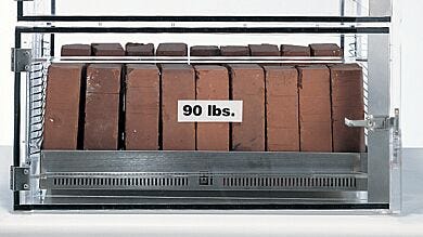 Adjustable shelves support weight loads of up to 90 pounds.  |  1976-04 displayed