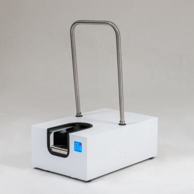 Powder-coated steel motorized shoe cleaner provides effiicent footwear cleaning  |  1884-14 displayed
