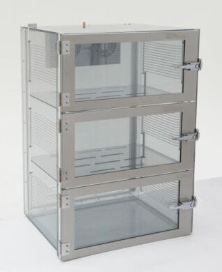IsoDry Nitrogen purge cabinet, static-dissipative PVC, 3 chambers with automatic RH control  |  3950-14F-ISO displayed