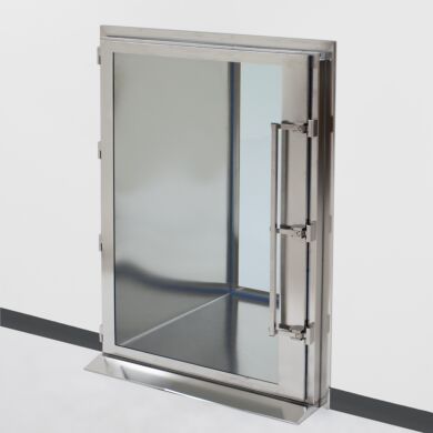 ISO 5 CleanSeam™ Floor-Mount Pass-Through includes a ramp for easy cart transfer  into the cleanroom  |  1992-84D displayed
