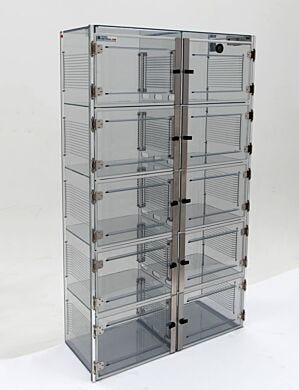ValuLine plastic desiccator cabinet, static-dissipative PVC, 10 chambers with adjustable shelving  |  3949-40C displayed
