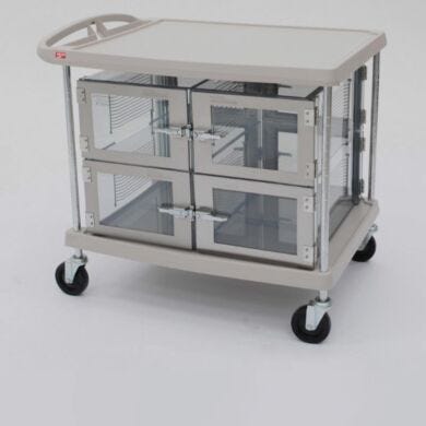 This Desicart features a polyethylene and stainless steel frame, along with a four chamber SDPVC desiccator  |  4002-51B displayed